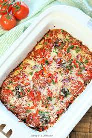 Crock Pot Low Carb Pizza Casserole Recipe Low Carb Pizza Pizza Casserole Casserole Recipes