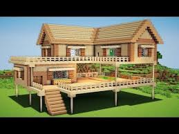 Minecraft Large Wooden House Tutorial How To Build A Survival House In Minecraft Easy Easy Minecraft Houses Minecraft House Designs Cute Minecraft Houses