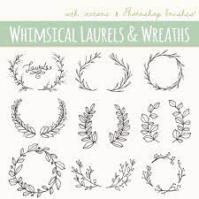 Clip Art Whimsical Laurels Wreaths X2f X2f By Thepenandbrush On Etsy Wreath Clip Art Wreath Clip How To Draw Hands