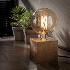 Tischlampe Tischleuchte Lampen Metall Antik Block Wohnaura