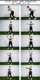 Works on bicep, back, shoulders. 5 Dumbbell Workouts To Sculpt Your Arms Dumbell Workout Fitness Body Easy Workouts