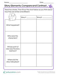 Story Elements Compare Contrast Worksheet Education Com