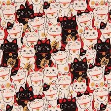 Black White Fortune Lucky Cat Laminate Fabric From Japan Cats Illustration Cat Illustration Cat Art