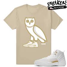 Black And Yellow Jordans 12 Shirt Match Ovo 12 Jordan Retro Ovo 12s Owl Beige T Shirt