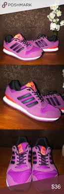 Black And Neon Orange Adidas Shoes Adidas Zxz Purple Sneaker Athletic Retro Shoes 7 5 Purple Sneakers Retro Shoes Fashion Shoes