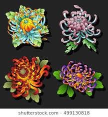 Chrysanthemum Flowers Tattoo Design Set Traditional Tattooing Art Style Collection Chrysanthemum Flower Tattoo Flower Tattoo Designs Japanese Flower Tattoo