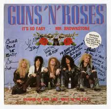 Lot Detail - Guns N Roses 1987 Autographed Debut Single “Its So Easy”  Signed At The Marquee Club