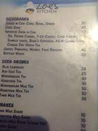Check spelling or type a new query. Zoe S Menu Picture Of Zoe S Kitchen Fat Wacky S Luzon Tripadvisor