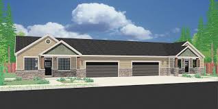 3 Bedroom 2 Bath Ranch Duplex House Plan With Garage D 663 Duplex House Design Duplex House Plans Colonial House Plans