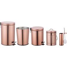 Foto 1 Kit Lixeira Com Tampa 3l Lixeira 5l Lixeira Pedal 5l Lixeira Pedal 12l Conjunto De Escova Para Vaso Sanitario Louca Moderna Cozinha De Cobre