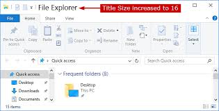 In newer versions of windows 10, you can increase only the text size in the new 'make text bigger' option or if you want to specifically choose what you want the text size to change for, go to control panel > appearance and personalisation > display > make text and other items. How To Change Title Bar Text Size In Windows 10 Or 8 8 1