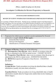 Irb Application For Medical Records Review Request Pdf