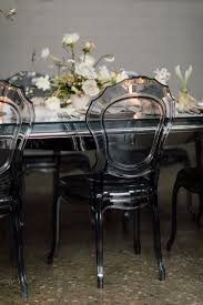 Refined Wedding Ideas With A Monochrome Palette Ruffled Ghost Chairs Wedding Reception Ghost Chair Wedding Monochrome Weddings