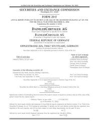 The securities & exchange commission was created on the basis of the securities exchange act of 1934. Securities And Exchange Commission Form 20 F Daimler