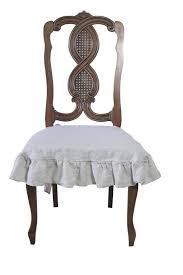 French Linen Chair Seat Cover Slipcover With 4 Sided Ruffle In In 2020 Seat Covers For Chairs Dining Room Chairs Upholstered Linen Chair