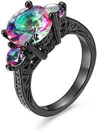 Amazon Com Bamos Jewelry New Mysterious Rainbow Topaz Ring 14kt Black Gold Wedding Rings 7 Jewelry Black Rings Black Wedding Rings Black Engagement Ring
