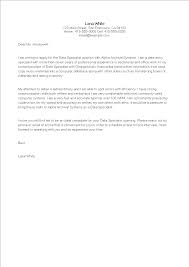 What to put in a cover letter. Gratis Data Entry Specialist Job Application Letter