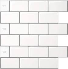 So i set my sights on something similar, but in white, like this… i currently have subway tile as a backsplash that goes to the upper cabinets. Amazon Com Longking 10 Sheet Peel And Stick Tile For Kitchen Backsplash 12x12 Inches White Subway Tile With Grey Grout Home Kitchen