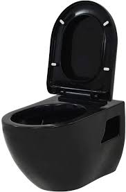Cuvette wc suspendu noir : Vidaxl Wand Wc Keramik Schwarz Absenkautomatik Softclose Sitz Hange Toilette Amazon De Baumarkt