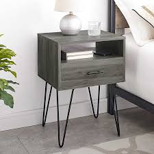 The streamlined base is finished in shining chrome to add a bold modern touch. Slate Gray Modern Farmhouse Side Table Kirklands