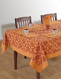 Amazon Com Colorful Square Damask Print Cotton Tablecloth 60 X 60 Cover For 4 Seat Table Orange And Burgu Table Cloth Dining Table Cloth Damask Print