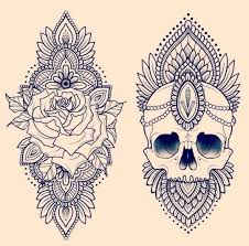 Black White Sketch Rose Skull Mandala Meaning Tattoo White Background Mandala Flower Tattoos Mandala Thigh Tattoo Mandala Tattoo Sleeve