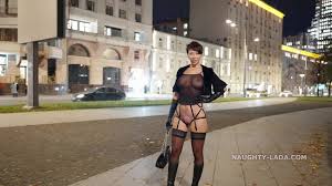 Naughty Lada wears see-trough mesh dress in public - XNXX.COM