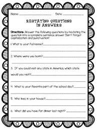 Restating Questions In Answers Answering In Complete Sentences This Or That Questions Writing Complete Sentences Answering Questions Activities