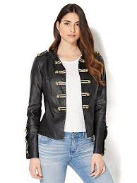 Faux Leather Military Jacket New York Company Military Inspired Jacket Clothes For Women Vegan Leather Jacket