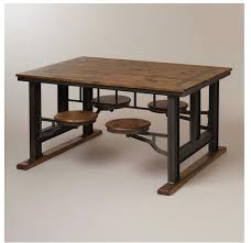 Very Unique Industrial Steampunk Dining Table With Swivel Stools Loft Or Urban Decor For The Kitchen Nice Wooden Qu Cafeteria Table Furniture Metal Furniture