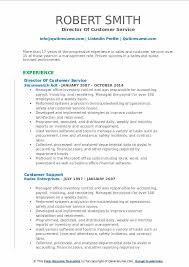 Director Of Customer Service Resume Samples Qwikresume
