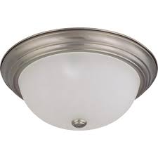 Green Matters 3 Light Flush Mount Brushed Nickel Dome Light Fixture Hd 3313 The Home Depot