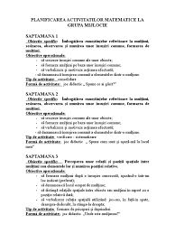 Am impartit clasa de elevi in jumatate. Planificarea Activitatilor Matematice La Grupa Mijlocie Saptamana 1