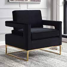 Meridian Furniture 511black Noah Accent Chair Black Velvet On Gold Stainless Steel Base In 2021 Accent Chairs For Living Room Furniture Armchair