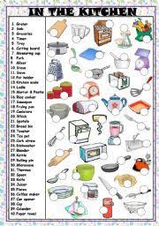 A kitchen is a room or part of a room used for cooking and food preparation in a dwelling or in a commercial establishment. Kitchen Utensils Vocabulary With Reading Esl Worksheet By Silviamontra