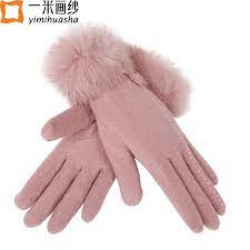 Achetez en ligne les articles signés gant. Femmes Hiver Chaud Gants De Fourrure De Lapin Poignet Pleine Doigt Gant Mitaines Femelle Double Velours Laine Thermique Polaire Gants Femme En Gros Aliexpress