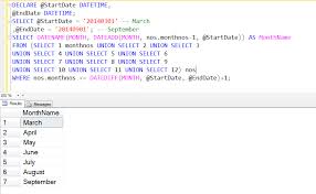 Check spelling or type a new query. Sql Server List The Name Of The Months Between Date Ranges Sql Authority With Pinal Dave