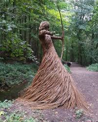 Artist Fills Forest With Life Size Sculptures Made From Woven Rods Of Willow Outdoor Art Outdoor Sculpture Garden Art