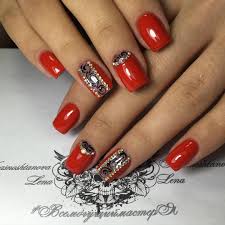 Nail Designs With Rhinestones 2018 Unique Gorgeous Winter Red