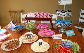 Blush pink, navy blue, gold. 10 Gender Reveal Party Food Ideas For Your Family