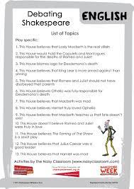 If you're looking for some of the top debate topics, then you're certainly in the right place. Shakespeare Debate Ideas