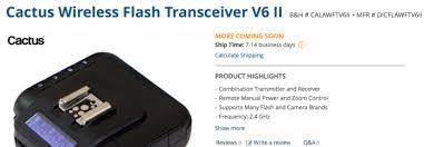 Cactus v6 ii does not transmit ttl information wirelessly; Cactus Wireless Flash Transceiver V6 Ii On Preorder At Bhphoto 43 Rumors