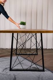 Table legs are made out of structural c channel steel that can with stand large amounts of weight, but can also function as a simple coffee, center, corner, or contemporary steel table legs that just need a nice clean wood counter top or wood slab. Geo Trapezium Geometric Art Deco Shape Industrial Steel Metal Dining Table Legs Frames Pair Muebles De Diseno Industrial Muebles De Entrada Muebles Estilo Industrial