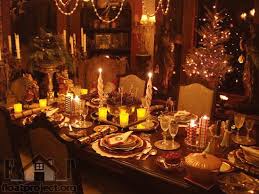 Selective focus of festive table with baked turkey, pie and vegetables. Christmas Table Decoration Home Designs Project