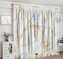 Amazon.com: DDCBNS White Marble Window Curtains,Modern ...