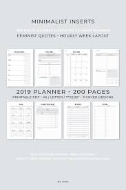2019 Printable Planner Hourly Week Layout Minimalist Planner With Empowerment Quotes 200 Printable Planner Vertical Weekly Planner Planner Inserts Printable