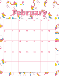 If you need a free printable february calendar, look no further! February 2021 Calendar Printable Unicorns Cute Freebies For You