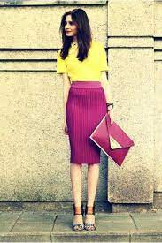 Combinacion Amarillo Y Rosa Color Blocking Outfits Fashion Skirt Fashion