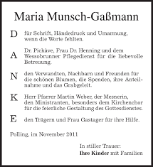 Traueranzeigen von Maria Munsch-Gaßmann
