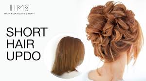 Short haircuts without styling for curly and straight hair: High Updo On Short Fine Hair By Stephanie Brinkerhoff Kenra Professional Youtube